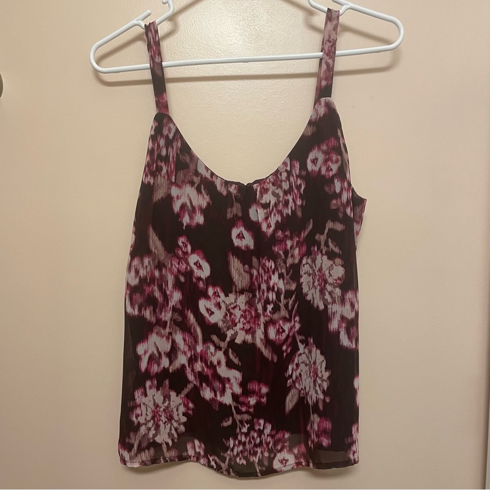 New York & Company Floral Camisole - Pink and Black